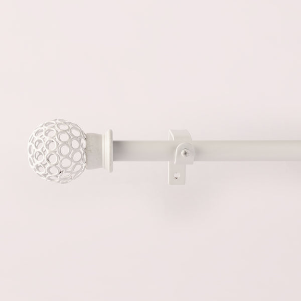 VENTILIA METAL FINIAL EXTENDABLE CURTAIN ROD WHITE 25MM (HARDWARE INCLUDED)