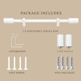 WHITE MATTE FINIAL EXTENDABLE CURTAIN ROD WHITE 19MM (HARDWARE INCLUDED)