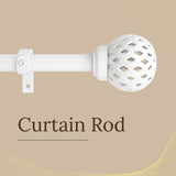 PERFORATED WHITE METAL FINIAL EXTENDABLE CURTAIN ROD WHITE 19MM (HARDWARE INCLUDED)