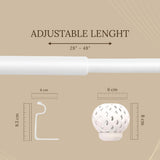PERFORATED WHITE METAL FINIAL EXTENDABLE CURTAIN ROD WHITE 19MM (HARDWARE INCLUDED)