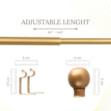 GOLD BALL FINIAL EXTENDABLE CURTAIN ROD GOLD 19MM (HARDWARE INCLUDED)