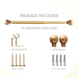 GOLD BALL FINIAL EXTENDABLE CURTAIN ROD GOLD 19MM (HARDWARE INCLUDED)