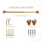 GOLD BALL FINIAL EXTENDABLE CURTAIN ROD GOLD 19MM (HARDWARE INCLUDED)