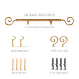 SPIRAL METAL FINIAL EXTENDABLE CURTAIN ROD GOLD 19MM (HARDWARE INCLUDED)