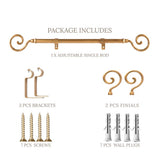 SPIRAL METAL FINIAL EXTENDABLE CURTAIN ROD GOLD 19MM (HARDWARE INCLUDED)