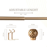 PERFORATED GOLD METAL FINIAL EXTENDABLE CURTAIN ROD GOLD 19MM (HARDWARE INCLUDED)