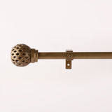 PERFORATED GOLD METAL FINIAL EXTENDABLE CURTAIN ROD GOLD 19MM (HARDWARE INCLUDED)