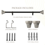 MARBLE HEX FINIAL EXTENDABLE CURTAIN ROD BLACK 19MM (HARDWARE INCLUDED)