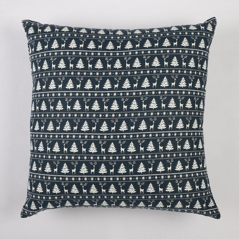 Cotton Two Way Printed Cushion Cover- Blue (Set of 5)