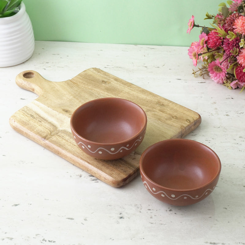 Terracotta Finished Ceramic Bowl- Set of 2