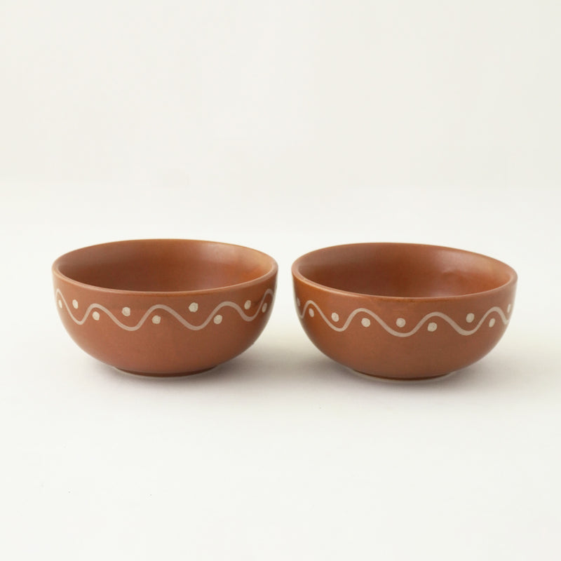 Terracotta Finished Ceramic Bowl- Set of 2