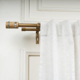 MOP & Wood Blend Finial Extendable Double Curtain Rod Golden 19MM (Hardware Included)