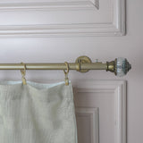 Glass Metal Regal Finial Extendable Double Curtain Rod Golden 19MM (Hardware Included)