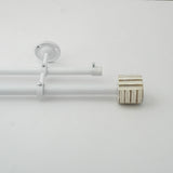 Linear White Distressed Finial Extendable Single Double Curtain Rod White 19MM (Hardware Included)