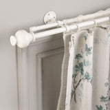 WHITE TYPHO FINIAL EXTENDABLE DOUBLE CURTAIN ROD WHITE 19MM (HARDWARE INCLUDED)