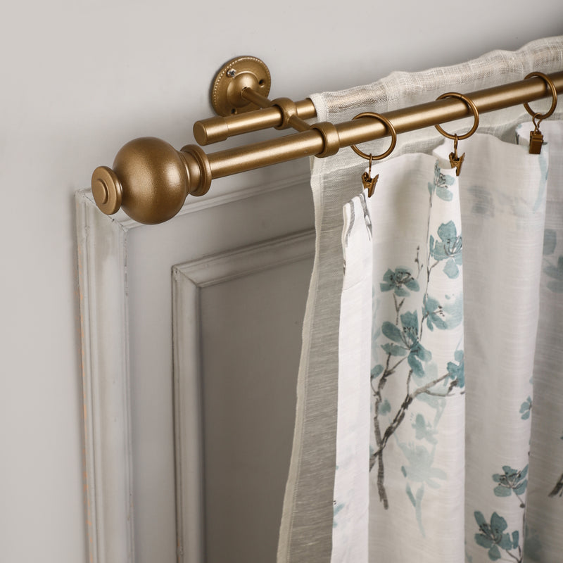 GOLD TYPHO FINIAL EXTENDABLE DOUBLE CURTAIN ROD GOLD 19MM (HARDWARE INCLUDED)