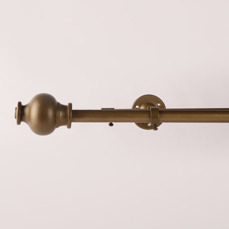 GOLD TYPHO FINIAL EXTENDABLE DOUBLE CURTAIN ROD GOLD 19MM (HARDWARE INCLUDED)