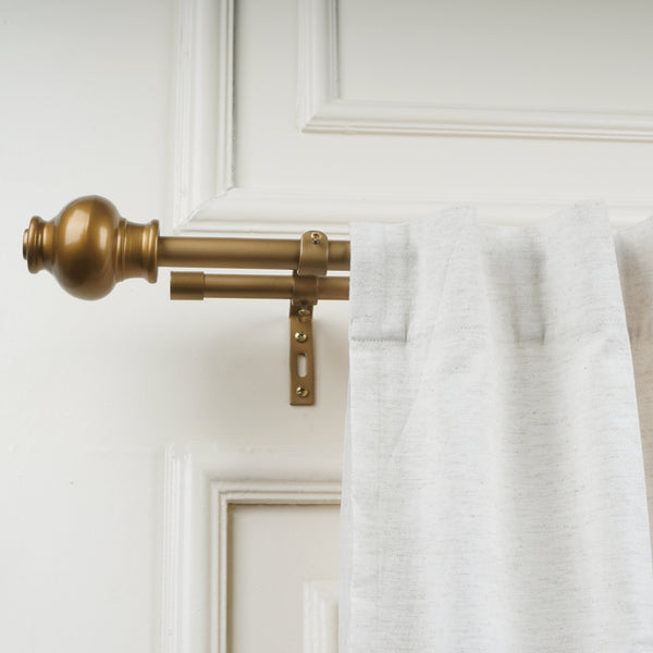 GOLD TYPHO FINIAL EXTENDABLE DOUBLE CURTAIN ROD GOLD 19MM (HARDWARE INCLUDED)