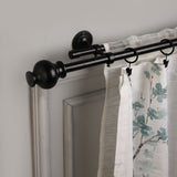 BLACK TYPHO FINIAL EXTENDABLE DOUBLE CURTAIN ROD BLACK 19MM (HARDWARE INCLUDED)