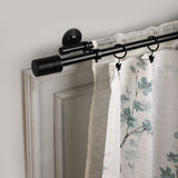 BLACK MATTE FINIAL EXTENDABLE DOUBLE CURTAIN ROD BLACK 19MM (HARDWARE INCLUDED)