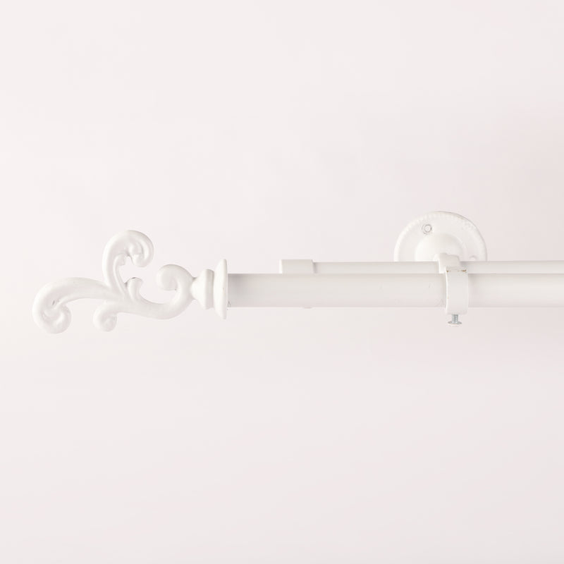 REGAL METAL FINIAL EXTENDABLE DOUBLE CURTAIN ROD WHITE 19MM (HARDWARE INCLUDED)