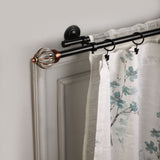 GLASS METAL ROYAL FINIAL EXTENDABLE DOUBLE CURTAIN ROD BLACK 19MM (HARDWARE INCLUDED)