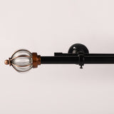 GLASS METAL ROYAL FINIAL EXTENDABLE DOUBLE CURTAIN ROD BLACK 19MM (HARDWARE INCLUDED)