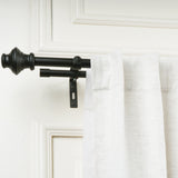 Typho Black Metal Finial Extendable Double Curtain Rod Black 19MM (Hardware Included)