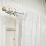 Carved Distressed White Finial Extendable Double Curtain Rod White 19MM (Hardware Included)