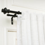 Typho Black Metal Finial Extendable Double Curtain Rod Black 19MM (Hardware Included)