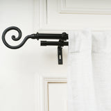 Spiral Metal Finial Extendable Double Curtain Rod Black 19MM (Hardware Included)