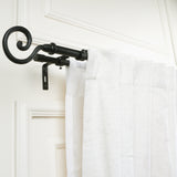 Spiral Metal Finial Extendable Double Curtain Rod Black 19MM (Hardware Included)