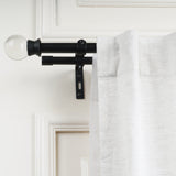 GLASS BALL FINIAL EXTENDABLE DOUBLE CURTAIN ROD BLACK 19MM (HARDWARE INCLUDED)