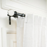 GLASS BALL FINIAL EXTENDABLE DOUBLE CURTAIN ROD BLACK 19MM (HARDWARE INCLUDED)