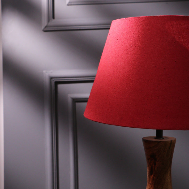 Vintage Handcrafted Lamp With Red Shade