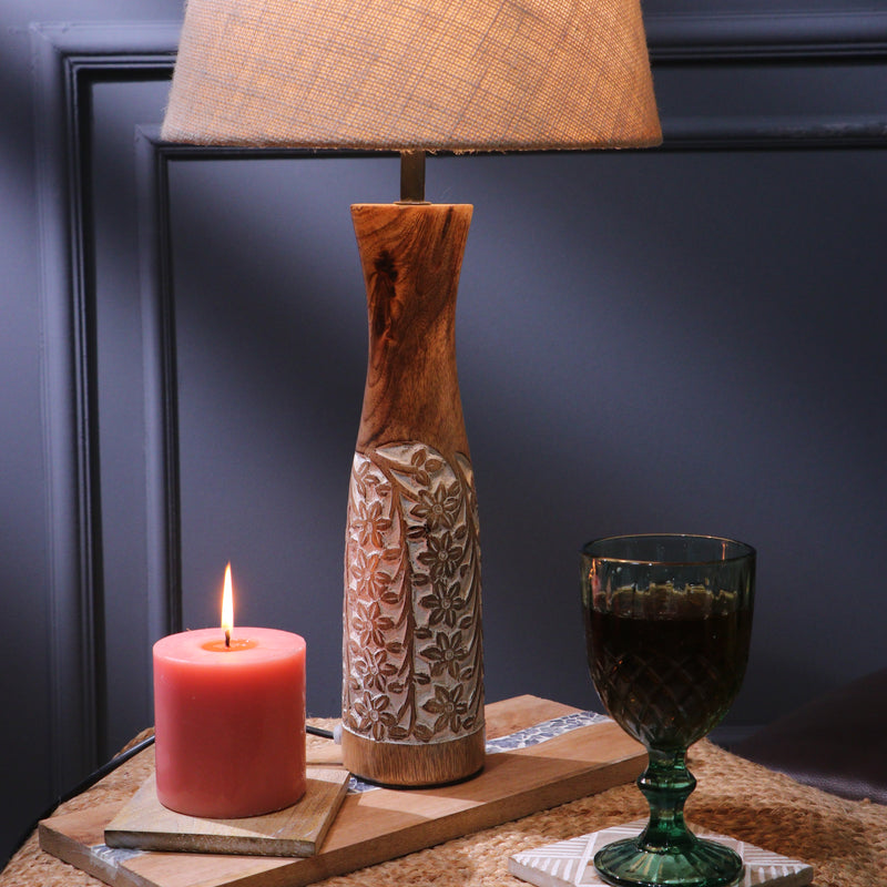 Vintage Handcrafted Lamp With White Jute Shade