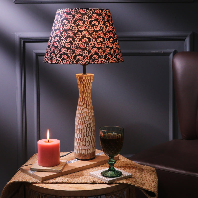 Textured Lamp With Traditional Art Shade