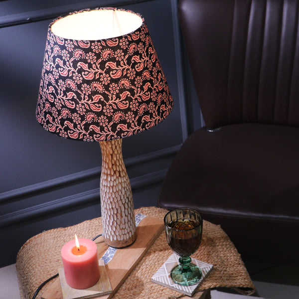 Textured Lamp With Traditional Art Shade