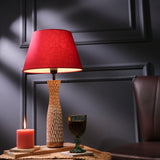 Textured Lamp With Red Shade