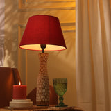 Textured Lamp With Red Shade