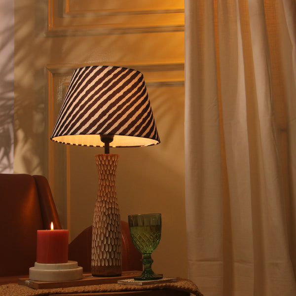 Textured Lamp With Striped Shade