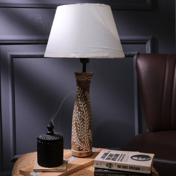 Leaf Embossed Lamp With White Shade