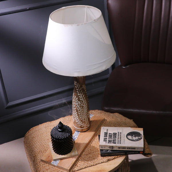 Leaf Embossed Lamp With White Shade