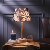 Wooden Pillar Lamp With Tropical Shade