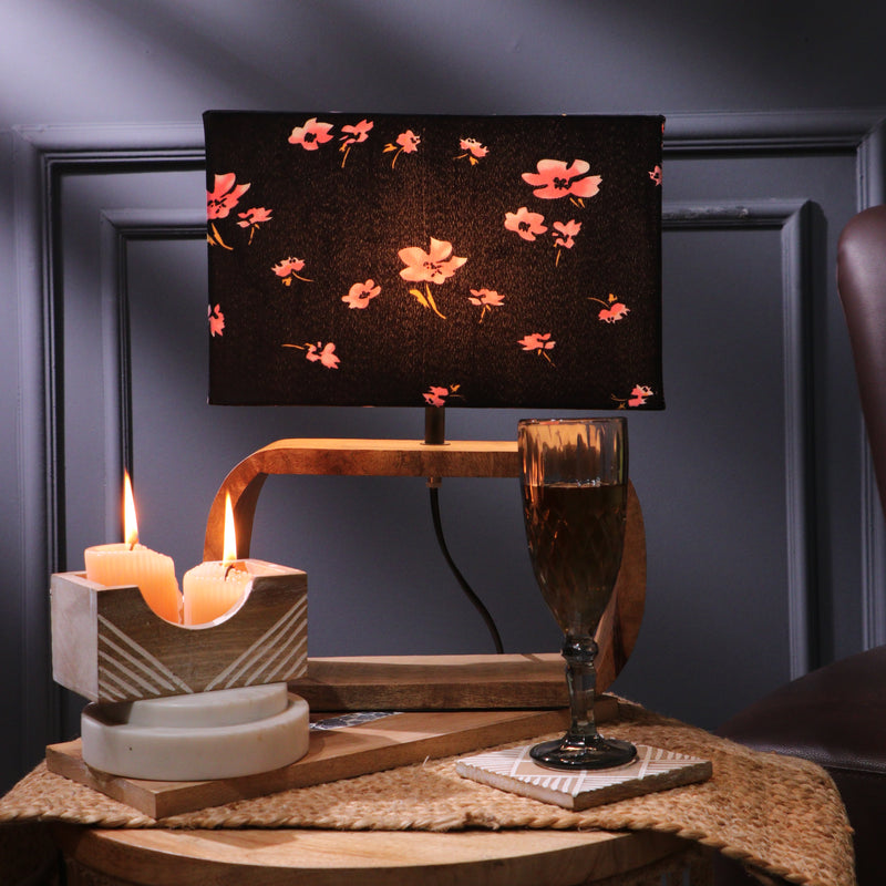 Rectangular Lamp With Pink Floral Shade
