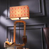Cylindrical Lamp With Floral Beige Shade