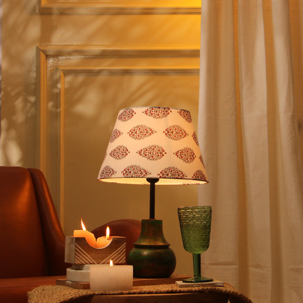 Green Sphere Shaped Lamp With White Printed Shade