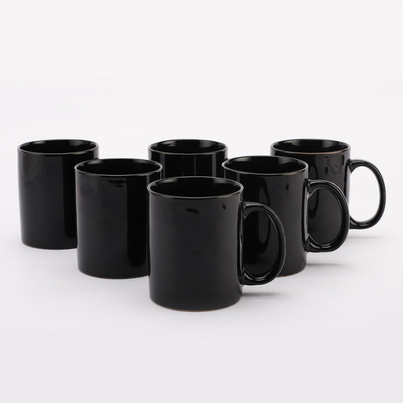 Ceramic Minimal Black Mug - Set of 6