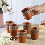 Ceramic Mandana Art Kullad- Brown (Set of 6)