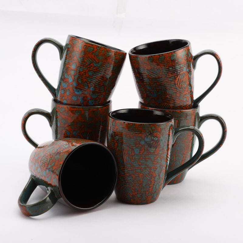 Ceramic Splatter Coffee Mug- Set Of 6